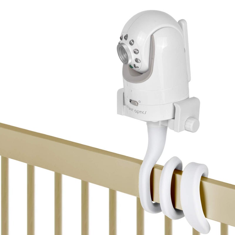 iTODOS Baby Monitor Mount Camera Shelf Compatible with Infant Optics DXR 8 & DXR-8 Pro and Most Other Baby Monitors,Universal Baby Camera Holder,Attaches to Crib Cot Shelves or Furniture (White) - Image 1