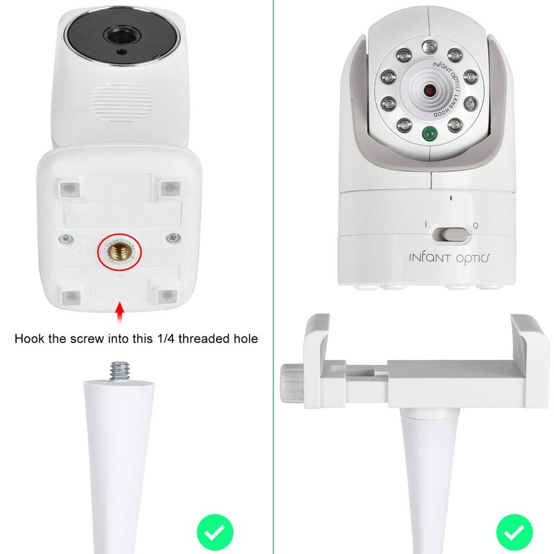 iTODOS Baby Monitor Mount Camera Shelf Compatible with Infant Optics DXR 8 & DXR-8 Pro and Most Other Baby Monitors,Universal Baby Camera Holder,Attaches to Crib Cot Shelves or Furniture (White) - Image 4