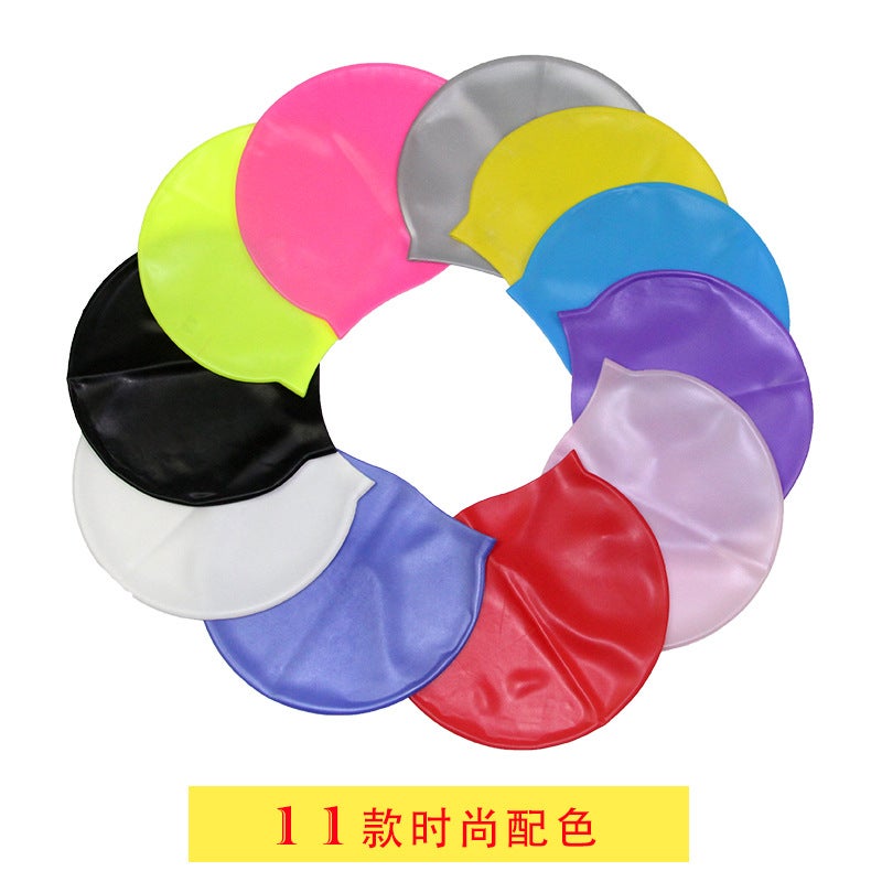 Generic Premium Silicone Solid Swim Cap for Long Hair color mixing 