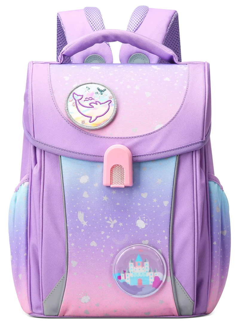 Bopai Premium Lightweight School Backpack Water Resistant Multifunctional Polyester Daypack with Separate Tablet Compartment for School/ College, BO-SB162, Pink Purple