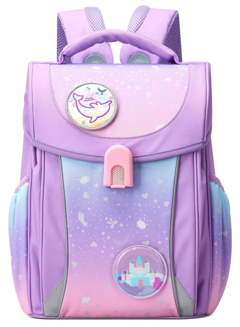 Bopai Premium Lightweight School Backpack Water Resistant Multifunctional Polyester Daypack with Separate Tablet Compartment for School/ College, BO-SB162, Pink Purple - Image 2