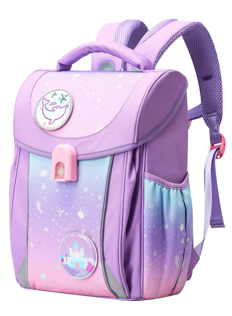 Bopai Premium Lightweight School Backpack Water Resistant Multifunctional Polyester Daypack with Separate Tablet Compartment for School/ College, BO-SB162, Pink Purple