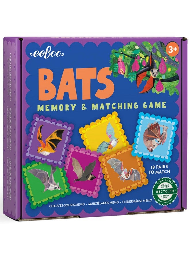eeBoo: Bats Little Square Memory & Matching Game - 18 Pairs to Match, Childrens Educational Fun, Builds Recognition and Memory Skills, Kids Ages 3+ - Image 1