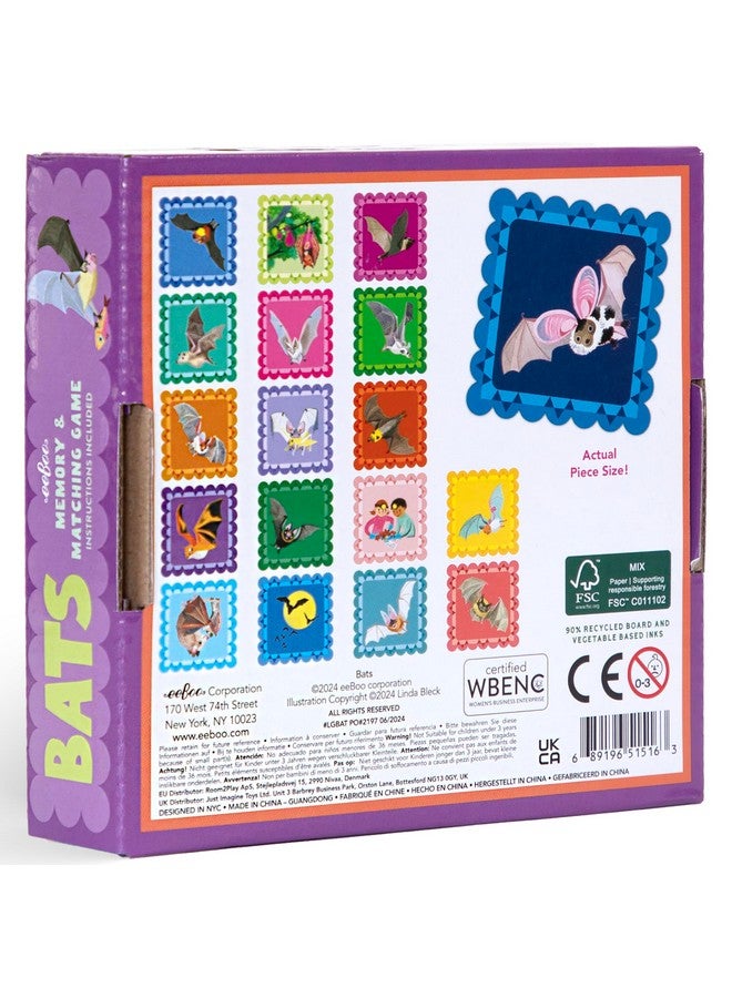 eeBoo: Bats Little Square Memory & Matching Game - 18 Pairs to Match, Childrens Educational Fun, Builds Recognition and Memory Skills, Kids Ages 3+ - Image 2