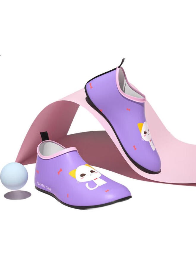 Watertime/Shuichuan Children'S Beach Shoes, Girls' Diving Water Shoes, Stream Tracing Non-Slip Cut-Resistant Shoes, Purple Little Cat 4Xs - Image 1