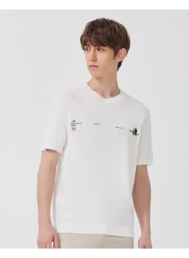 Cabbeen Same As In-store] Men's Trendy Casual T-shirt Summer Stylish Short Sleeve Pullover Top Multi-color Versatile Commute - Image 1