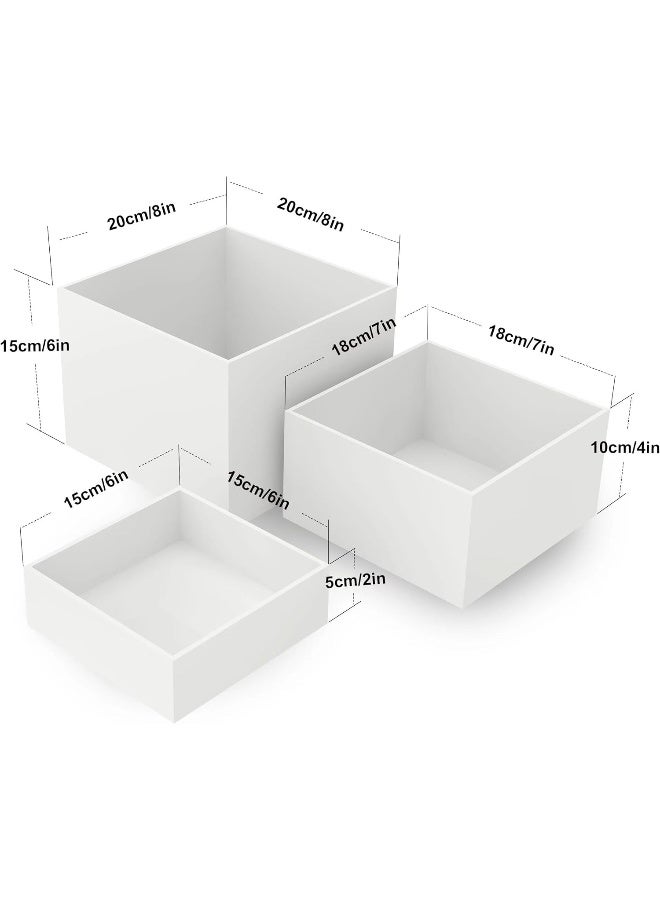 TPGP 3 Pack White Buffet Food Risers, Acrylic Cube Box Nesting Display Risers for Dessert Food Collectibles Jewelry Figures Show, Display Stands for retail vendor events, Hollow Bottoms, Square, White - Image 2