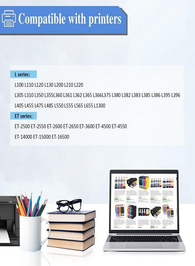 664 T664 Ink Compatible with Epson T664 Refill Ink Bottles Work with EcoTank ET-2650 ET-2500 ET-2550 ET-2600 ET-4500 ET-14000 L100 L110 L120 L200 L210 L300 L350 L355 L550 L555 Printer(4-Pack) - Image 2