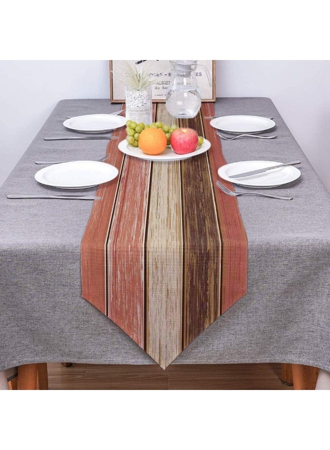 Farmhouse Table Runners, Burlap Linen Rustic Table Runners, Retro Barn Wood Gray Brown Table Runner Coffee Table, for Holiday Parties, Wedding, Events Dinner, Home Decor, 33 x275cm - Image 3