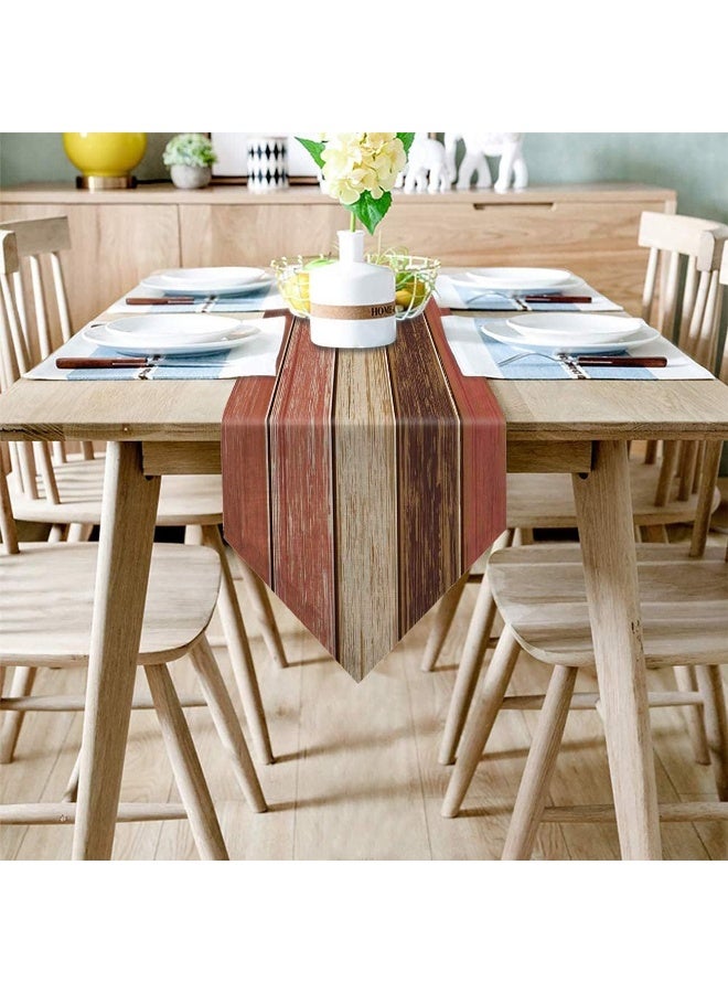 Farmhouse Table Runners, Burlap Linen Rustic Table Runners, Retro Barn Wood Gray Brown Table Runner Coffee Table, for Holiday Parties, Wedding, Events Dinner, Home Decor, 33 x275cm - Image 2