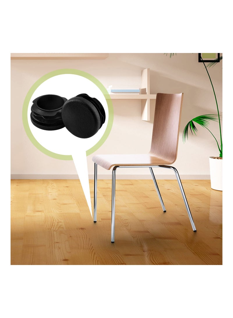 Round Plastic Plug, 24 Pcs 1-1/4" Black End Cap Furniture Finishing Material, for Chair Tips, Bench Feet, Table Legs, Bar Stools, Patio Furniture, and Other