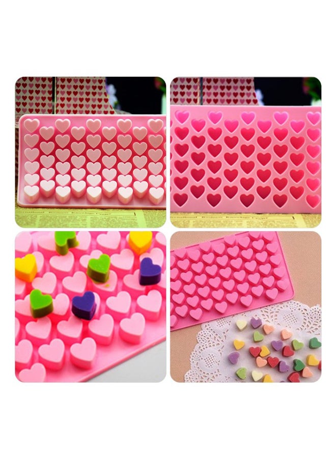 55-Mini Heart Shape Ice Cube Fondant Chocolate Tray Mould Pink - Image 2