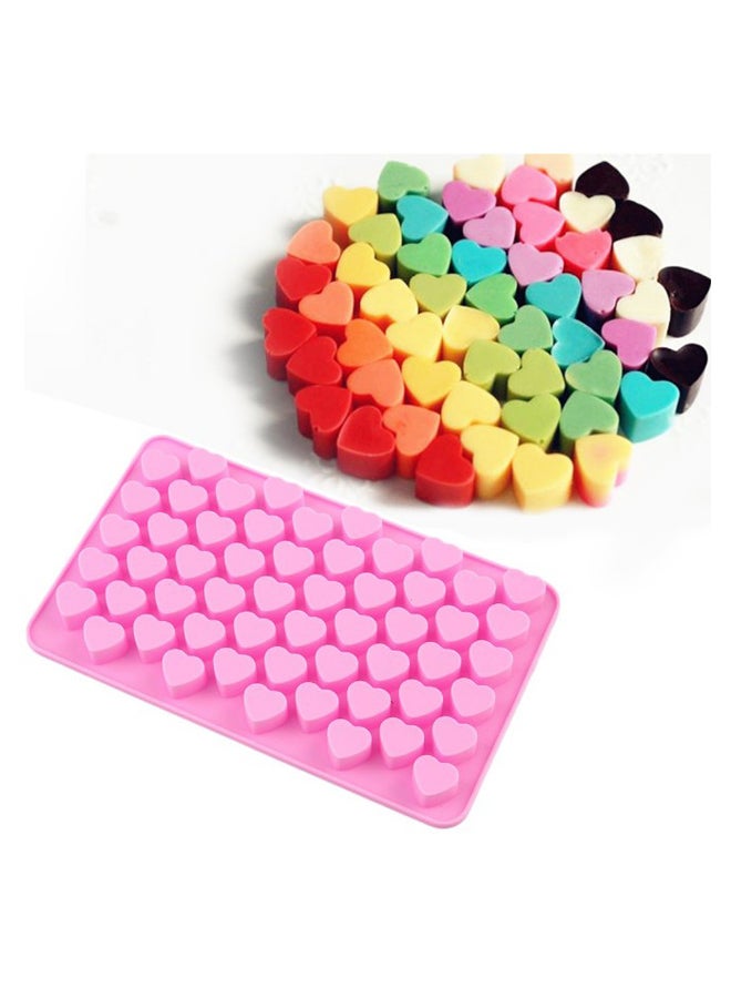 55-Mini Heart Shape Ice Cube Fondant Chocolate Tray Mould Pink - Image 3