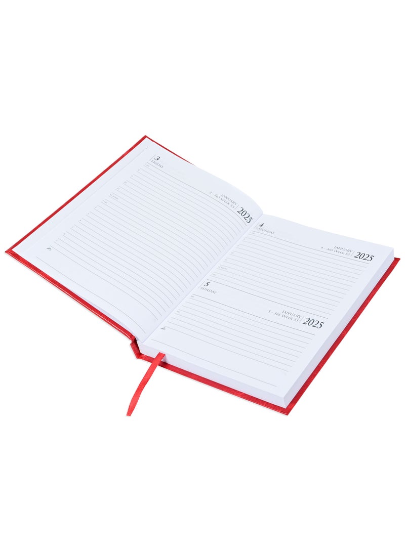 FIS Diary 2025 English (Saturday & Sunday Combined) A5 , Red -FSDI92EN25RE - Image 2