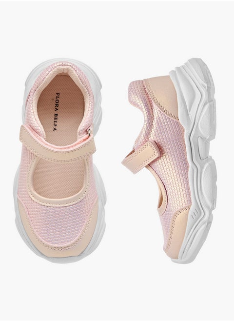 Girls Textured Mary Jane Shoes with Hook and Loop Closure