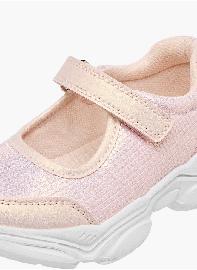 Flora Bella By Shoexpress - Girls Textured Mary Jane Shoes with Hook and Loop Closure - Image 1