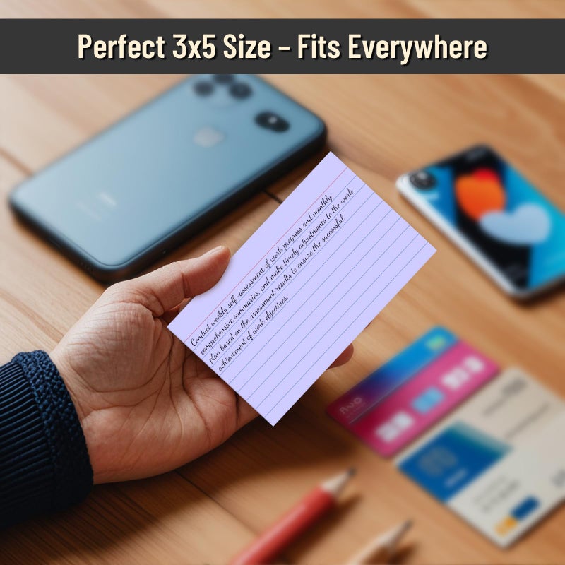 Nichela 300 Count Index Cards 3 x 5 Inch Ruled Purple Index Cards, Flash Cards College Ruled for School, College, Office and Home Organization, Durable Study To Do List Note Cards with Ruled Lines - Image 4