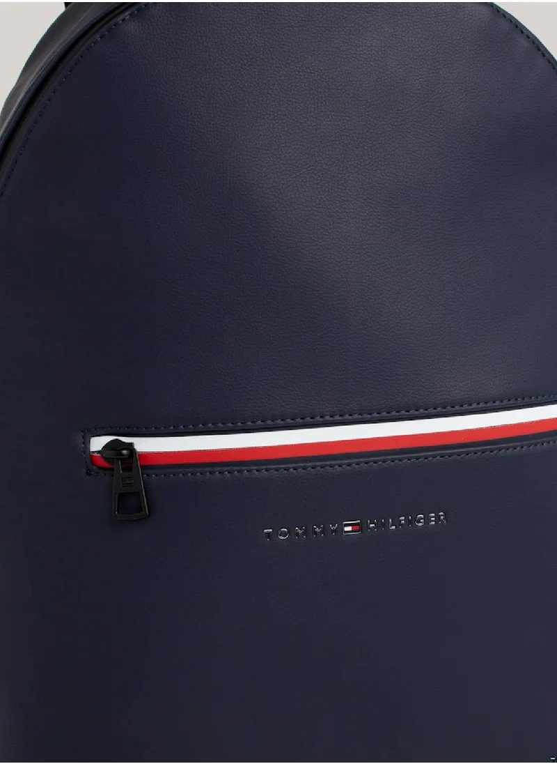 TOMMY HILFIGER Men's Essential Signature Small Dome Backpack -  Smooth finish, Blue