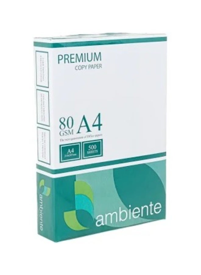 AMBIENTE PREMIUM COPY PAPER 80GSM 500 SHEETS A4 SIZE HIGH QUALITY JAM FREE PAPER