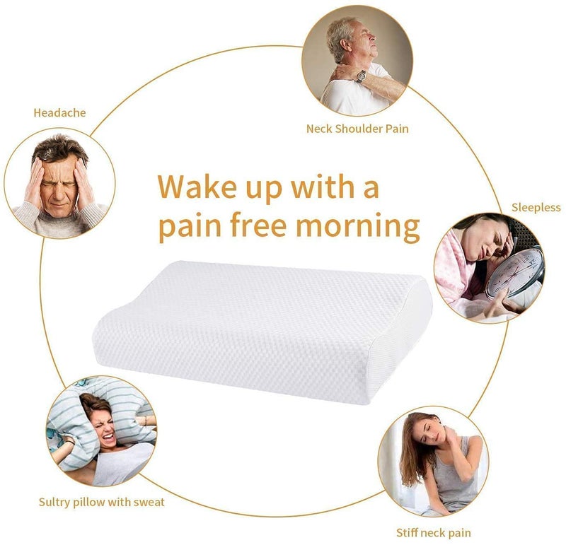 Larrito Memory Foam Cervical Contour Medical Pillow for Sleeping Orthopedic Pillows for Neck Back Shoulder Support Pain Relief cusion Soft Firm Pillow (Off White) (Pillow) - Image 3