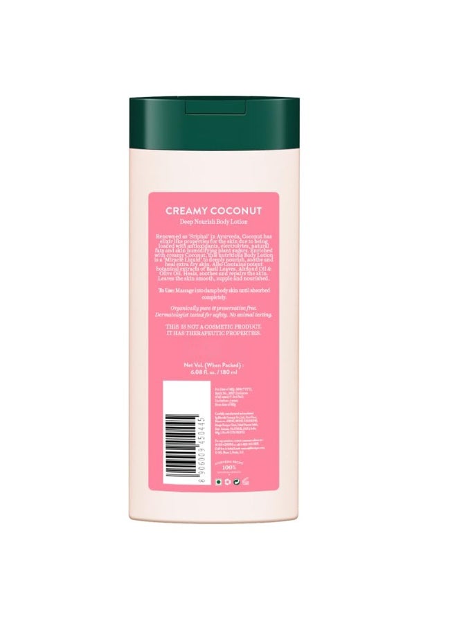 Biotique Creamy Coconut Deep Nourish Body lotion For Extra Dry Skin | Heals, Repairs, and Soothes the Skin | Moisturizing and Skin-Humidifying | 100% Botanical Extracts| All Skin Types | 180ml - Image 3