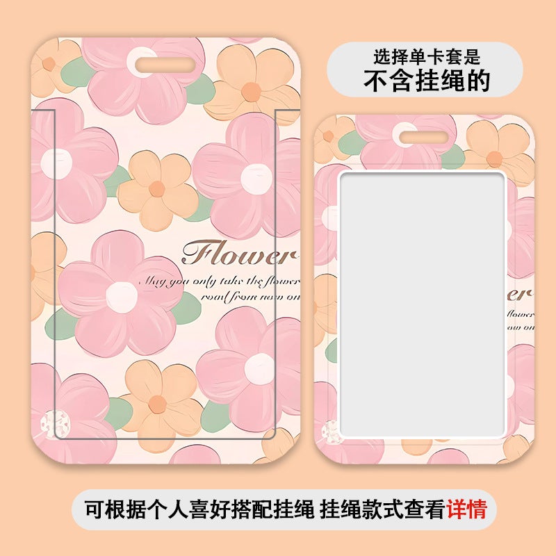 Simple Small Flower Pattern Bus Card Meal Card Work Card Access Card Student Kindergarten Pick-Up Card Set - Image 1