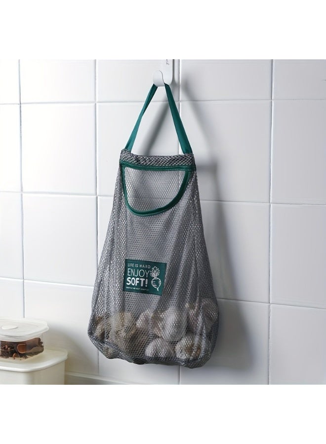 2قطعه كيس تخزين شبكي معلّق لحفظ الخضروات والفواكه طازجة تصميم متين وخفيف الوزن قابل للطي مع تهوية للحفاظ على البصل، الثوم، الطماطم، والخضروات طازجة - Image 2