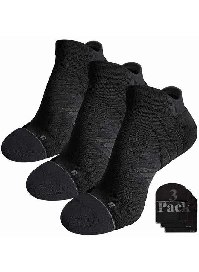 Hylaea Mens No Show Socks for Running Athletic, No Blister Moisture Wicking Anti-Odor Coolmax Sport Socks, Cushion Padded, Breathable, Black, 3 Pack, Large - Image 1