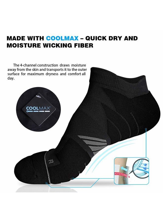 Hylaea Mens No Show Socks for Running Athletic, No Blister Moisture Wicking Anti-Odor Coolmax Sport Socks, Cushion Padded, Breathable, Black, 3 Pack, Large - Image 3