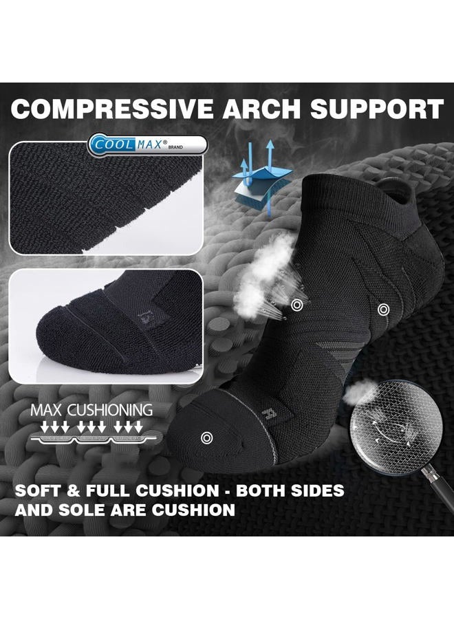 Hylaea Mens No Show Socks for Running Athletic, No Blister Moisture Wicking Anti-Odor Coolmax Sport Socks, Cushion Padded, Breathable, Black, 3 Pack, Large - Image 5
