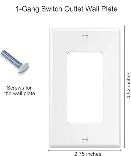 ZEFTV Decorator Wall Plates 1-Gang Switch Outlet Electrical Cover Plate Unbreakable Thermoplastic Faceplate for Light Receptacle Outlet Switch, White (4 Pack) - Image 3