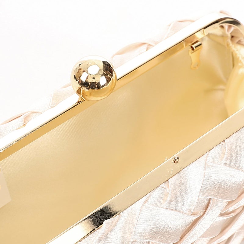 Mr.joe Woven Satin Evening Clutch Bag Gold - Image 4