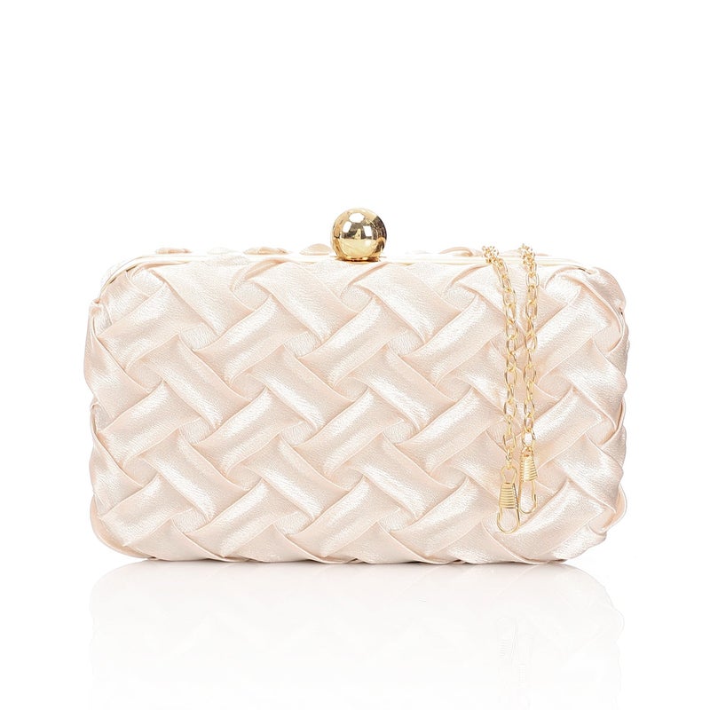 Mr.joe Woven Satin Evening Clutch Bag Gold - Image 1
