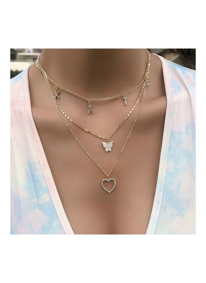 NIBEMINENT - Creative Heart and Butterfly Decor Multi-Layer Fashion Necklace - Image 1