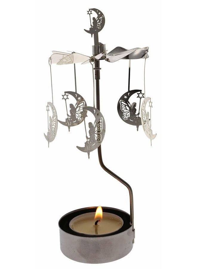 HOKHBCW Rotary Candle Holder Spinning Candleholder Metal Small Gift (Moon+Elf) - Image 1
