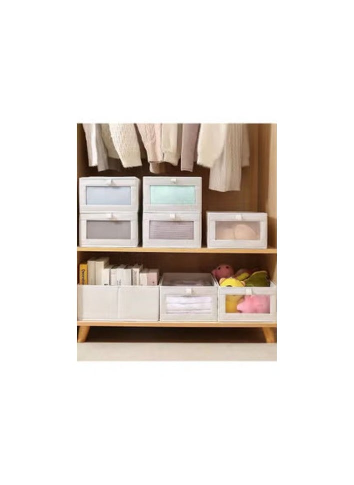 DUNISO 3 Pieces Foldable Closet Storage Organizer Washable Closet Storage Box with Carrying Handles Cube Storage Bin for Clothes Wardrobe Home Bedroom Office 