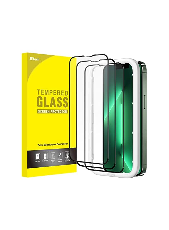 Jetech Full Coverage Screen Protector For Iphone 13/13 Pro 6.1-Inch, Black Edge Tempered Glass Film With Easy Installation Tool, Case-Friendly, Hd Clear, 3-Pack - Image 2