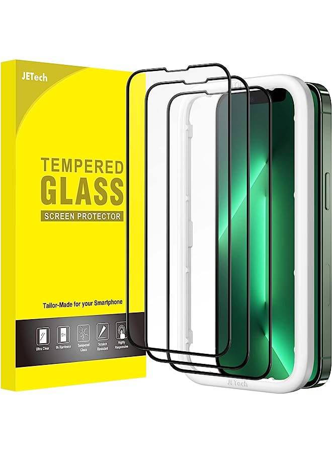 Jetech Full Coverage Screen Protector For Iphone 13/13 Pro 6.1-Inch, Black Edge Tempered Glass Film With Easy Installation Tool, Case-Friendly, Hd Clear, 3-Pack - Image 1