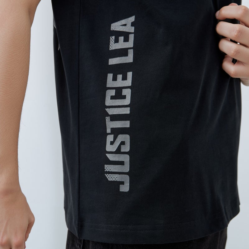 سبلاش فيڤ تيشيرت بطباعة فرقة العدالة بياقة دائرية - Image 4