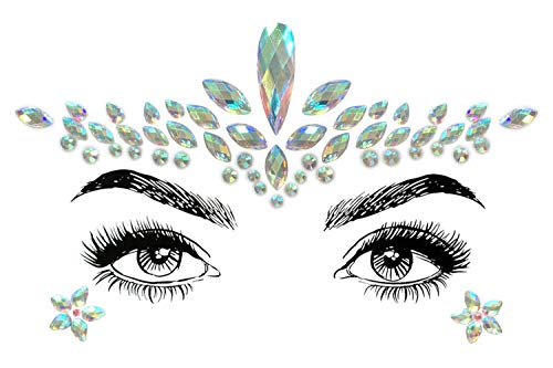SHINEYES 6 Pcs Music Festival Face Jewels, Rhinestone Rave Gems Glitter, Crystal Birthday Party Face Stickers, Eyes Body Temporary Tattoos - Image 4