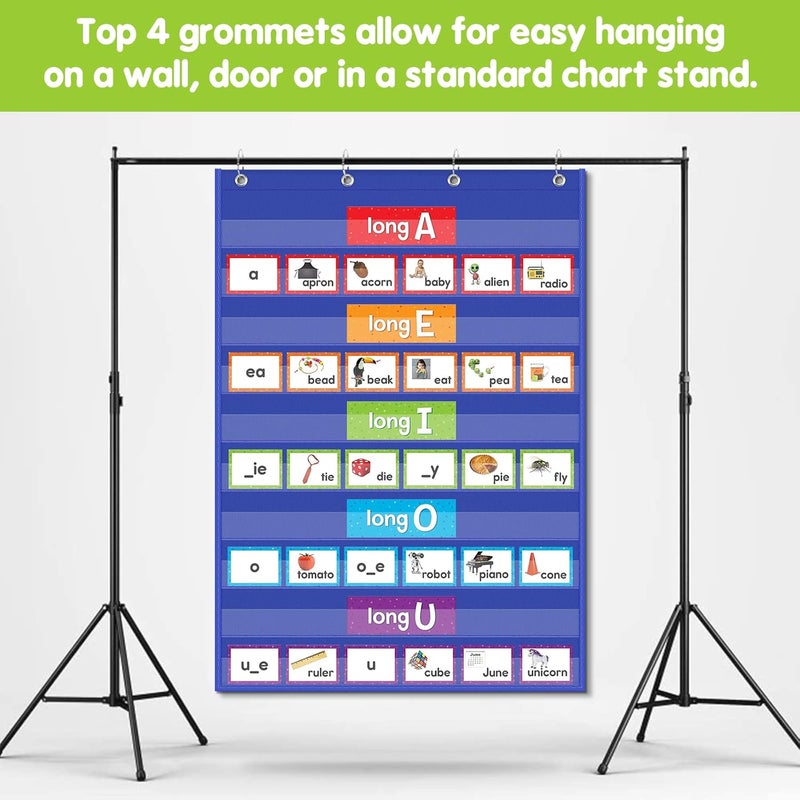 Eamay Standard Pocket Charts, Clear 10 Pocket Chart for Teacher Lessons in a Classroom or Home Use – Fits Standard 3” Sentence Strips and Word Cards, Blue - Image 3