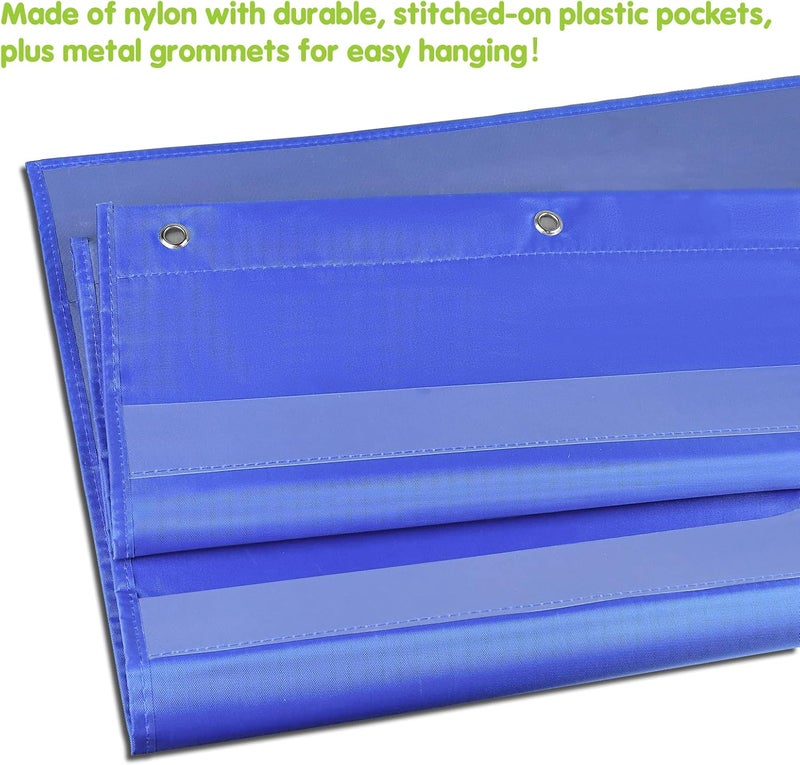 Eamay Standard Pocket Charts, Clear 10 Pocket Chart for Teacher Lessons in a Classroom or Home Use – Fits Standard 3” Sentence Strips and Word Cards, Blue - Image 4