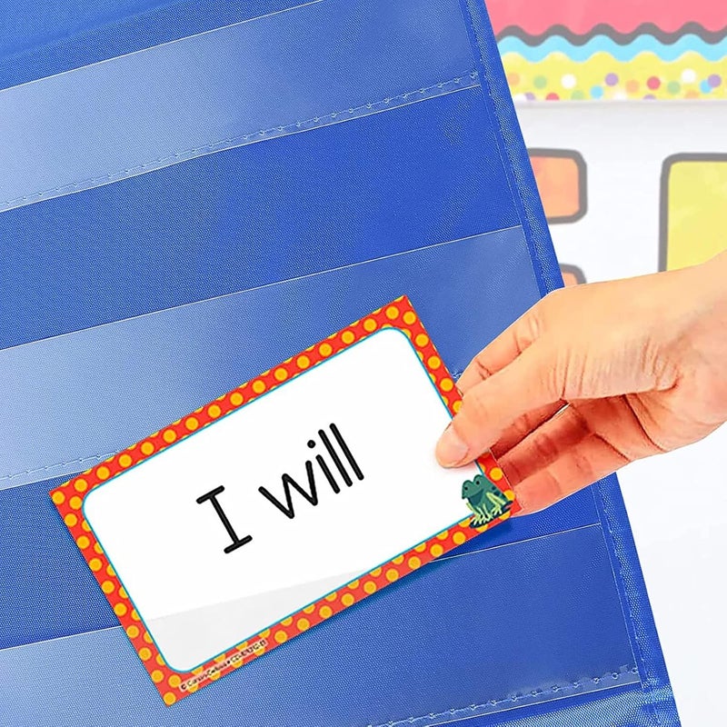 Eamay Standard Pocket Charts, Clear 10 Pocket Chart for Teacher Lessons in a Classroom or Home Use – Fits Standard 3” Sentence Strips and Word Cards, Blue - Image 5