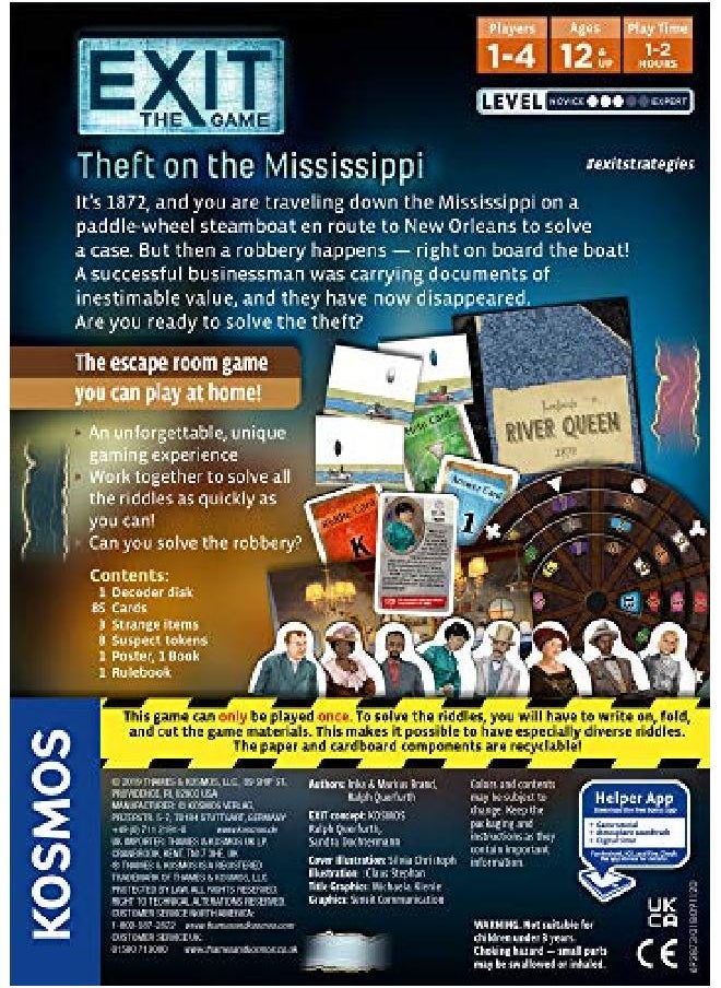 Thames & Kosmos - Exit Theft On The Mississippi ; Escape Room Game In A Box; Exit The Game A Kosmos Game ; Family Friendly Cardbased Athome Escape Room Experience For 1 To 4 Players Ages 12+ - Image 1