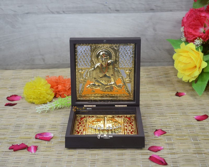 GoldGiftIdeas Square Swami Samarth Photo Frame With Charan Paduka(Tabletop;Wall Mount, Multicolor) - Image 2
