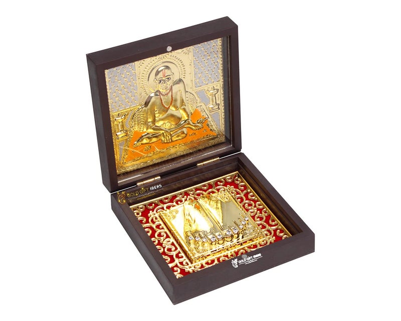 GoldGiftIdeas Square Swami Samarth Photo Frame With Charan Paduka(Tabletop;Wall Mount, Multicolor) - Image 1