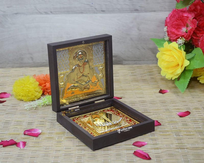 GoldGiftIdeas Square Swami Samarth Photo Frame With Charan Paduka(Tabletop;Wall Mount, Multicolor) - Image 3