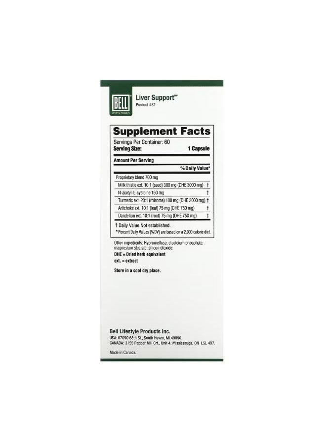 Bell Lifestyle Liver Support 60 Veggie Capsules  - Image 2