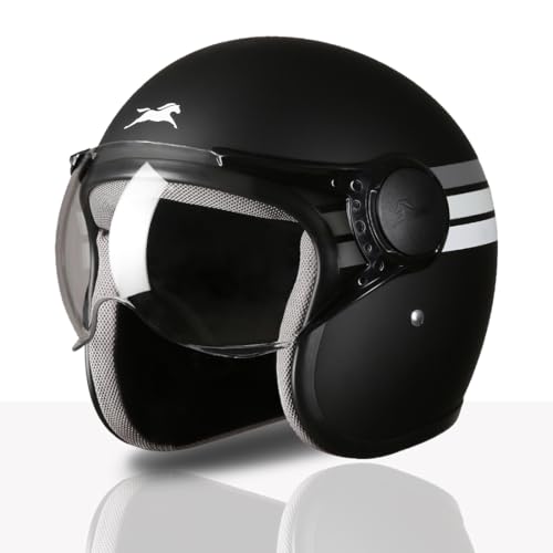 TVS Cruisetown Open Face Helmet � Half Face Helmet for Riders | ISI & DOT Certified | Premium Protection for Men & Women | Comfortable, Durable & Lightweight Design with Visor(Black V1/L) - Image 1