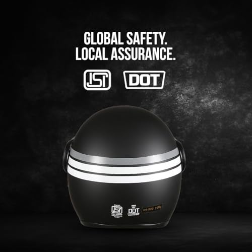TVS Cruisetown Open Face Helmet � Half Face Helmet for Riders | ISI & DOT Certified | Premium Protection for Men & Women | Comfortable, Durable & Lightweight Design with Visor(Black V1/L) - Image 4